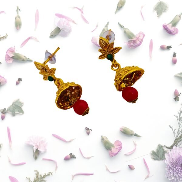 Choker Necklace Earrings Set – Gold, Green & Ruby Accents - Image 6