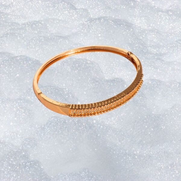 Rose Gold Textured American Diamond Anti Tarnish Bangle - Image 6