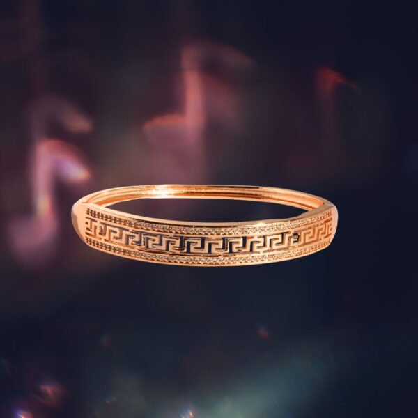 Rose Gold Greek Style American Diamond Anti Tarnish Bangle - Image 2