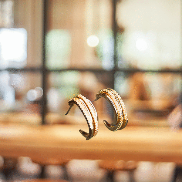 Elegant Gold Toned American Diamond Hoop Earrings - Image 6