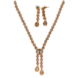 Elegant American Diamond Necklace Set with Drop Danglers