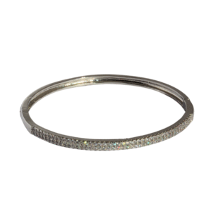 Elegant American Diamond Studded Silver Tone Bangle Bracelet