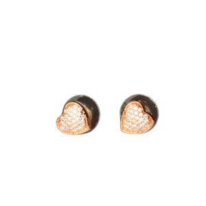 Rose Gold Heart Shaped Stud Earrings with CZ Stones