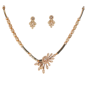 American Diamond Necklace Set with Delicate Floral Pendant