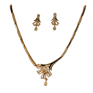 Elegant Floral Motif American Diamond Necklace Set