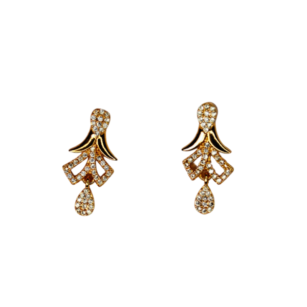 Elegant Floral Motif American Diamond Necklace Set - Image 2