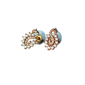 Golden Peacock Design American Diamond Stud Earrings