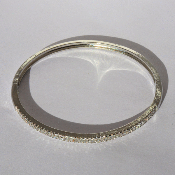 Elegant American Diamond Studded Silver Tone Bangle Bracelet - Image 3
