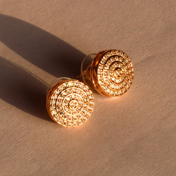 Classic Round Golden American Diamond Statement Studs - Image 3