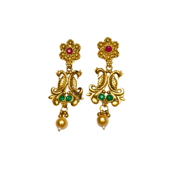 Radha Krishna Temple Long Necklace Set with Multilayer Beads - Image 3