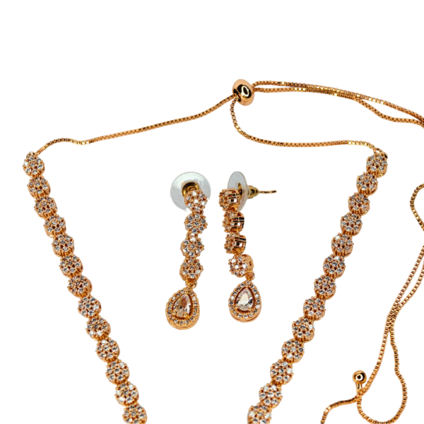Elegant American Diamond Necklace Set with Drop Danglers - Image 4