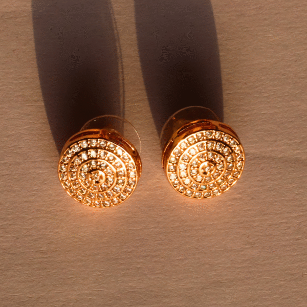 Classic Round Golden American Diamond Statement Studs - Image 4