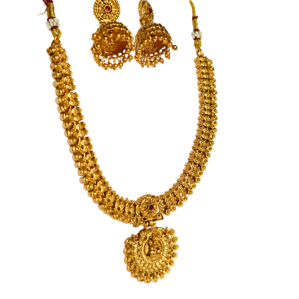 Traditional Mata Lakshmi Temple Style Necklace Set - Image 4