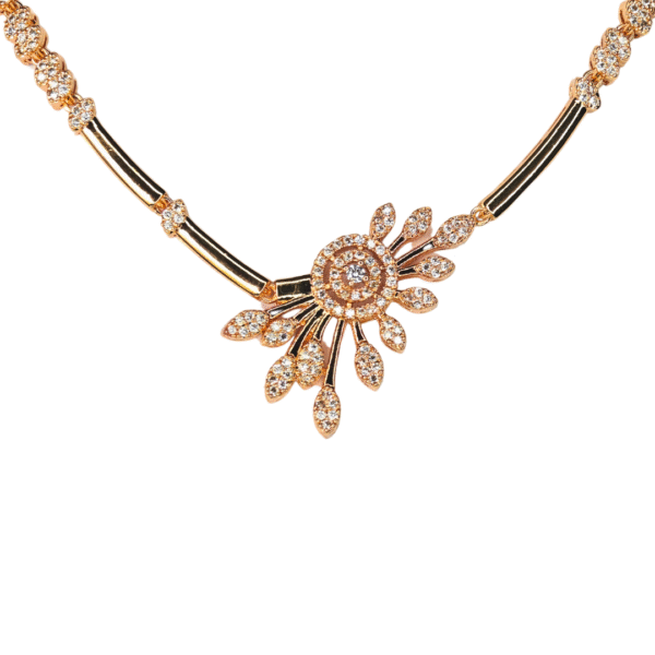 American Diamond Necklace Set with Delicate Floral Pendant - Image 4