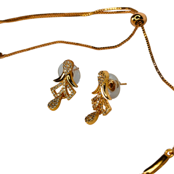 Elegant Floral Motif American Diamond Necklace Set - Image 5