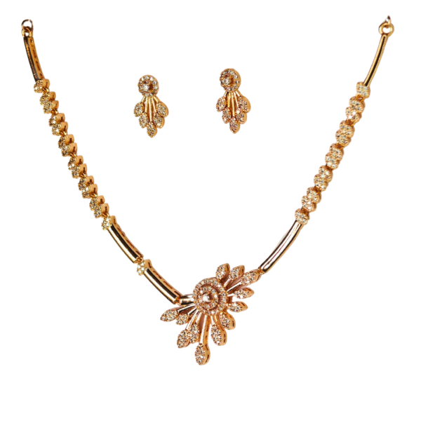 American Diamond Necklace Set with Delicate Floral Pendant - Image 5