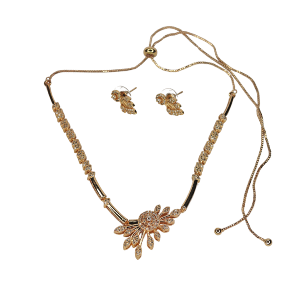American Diamond Necklace Set with Delicate Floral Pendant - Image 6