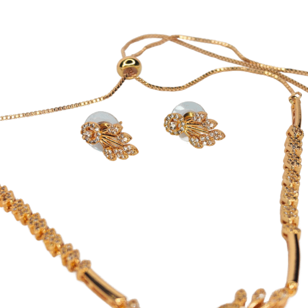 American Diamond Necklace Set with Delicate Floral Pendant - Image 8
