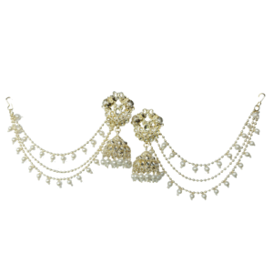 Elephant Design Jhumka Earrings with Multilayered Ear Chains