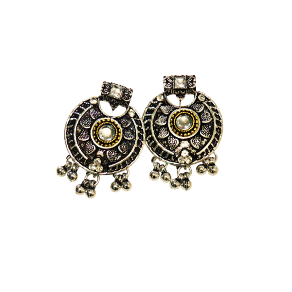 Oxidized Gold-Silver Bead Necklace Set with Antique Pendant - Image 2