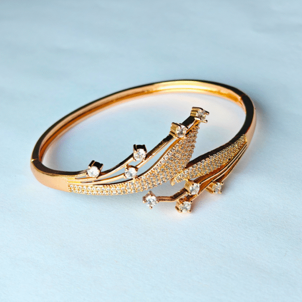 Elegant Floral CZ Bracelet – Designer American Diamond Kada - Image 2