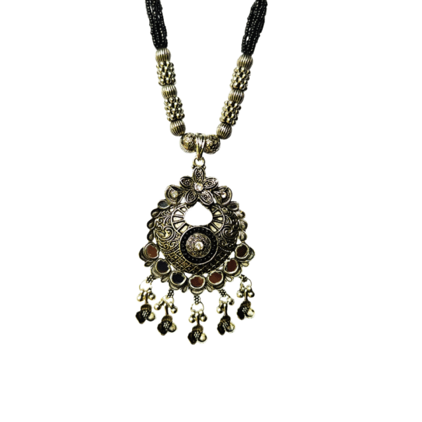 Oxidized Black Bead Antique Style Necklace Set - Image 3