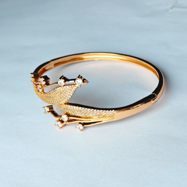 Elegant Floral CZ Bracelet – Designer American Diamond Kada - Image 3