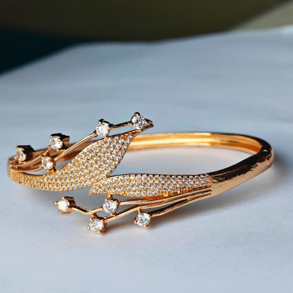 Elegant Floral CZ Bracelet – Designer American Diamond Kada - Image 4