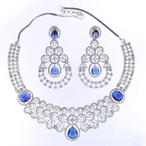 Blue Sapphire-Toned American Diamond Necklace Set