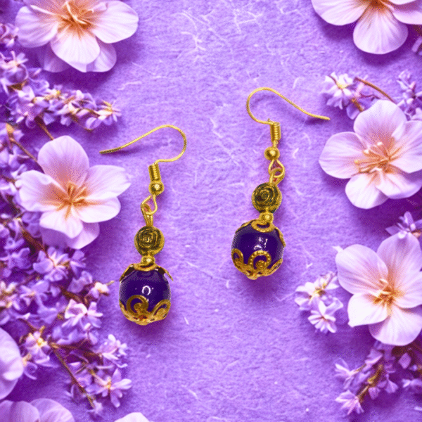 Purple Beaded Necklace & Earrings – Pendant & Pearl Accents - Image 5