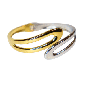 Gold & Silver Dual Tone Adjustable Open Kada Bracelet