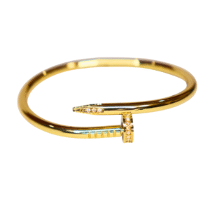 Stylish Gold Plated Nail Design Kada Bracelet with CZ Stones