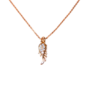 Rose Gold Wing Pendant Necklace with CZ Stones