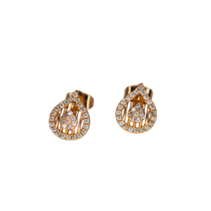 Teardrop American Diamond Stud Earrings – Golden Finish