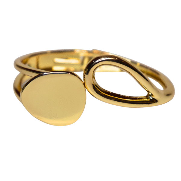 Gold Toned Abstract Design Open Shape Kada Bracelet
