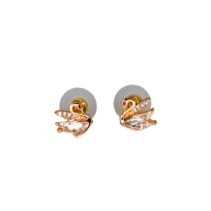 Swan Design Gold Plated American Diamond Stud Earrings
