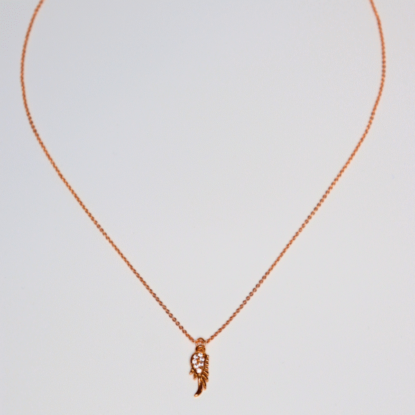 Rose Gold Wing Pendant Necklace with CZ Stones - Image 2