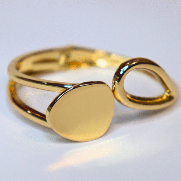 Gold Toned Abstract Design Open Shape Kada Bracelet - Image 2