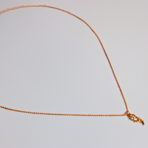 Rose Gold Wing Pendant Necklace with CZ Stones - Image 3