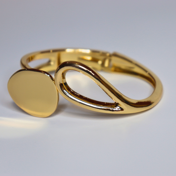 Gold Toned Abstract Design Open Shape Kada Bracelet - Image 3