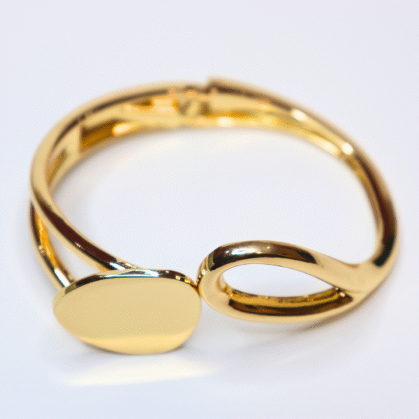 Gold Toned Abstract Design Open Shape Kada Bracelet - Image 4
