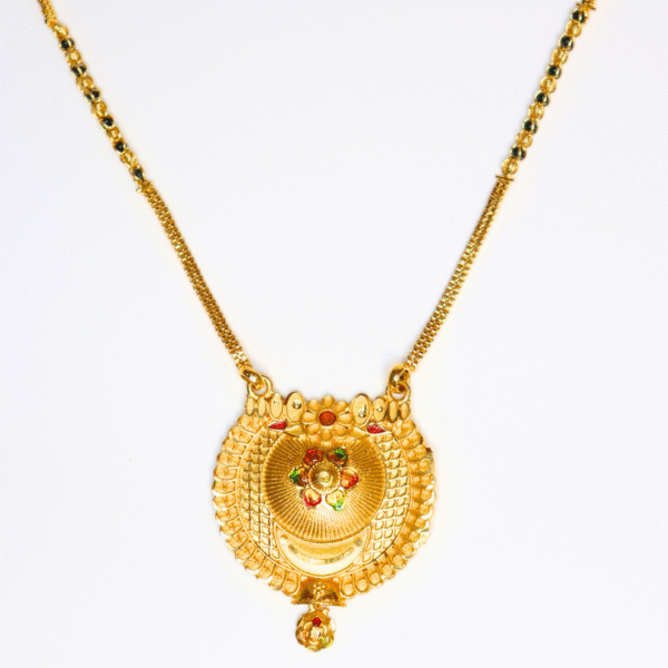 Traditional Gold-Plated Mangalsutra with Round Pendant - Image 4