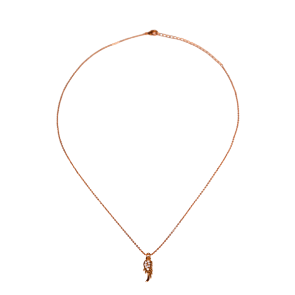 Rose Gold Wing Pendant Necklace with CZ Stones - Image 5