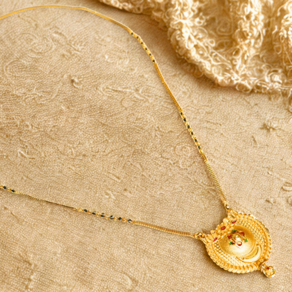 Traditional Gold-Plated Mangalsutra with Round Pendant - Image 5