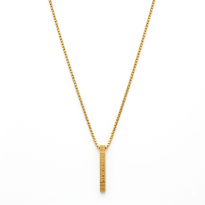 Gold-toned Greek pattern minimal pendant chain with bar pendant by Kripaa Glamour