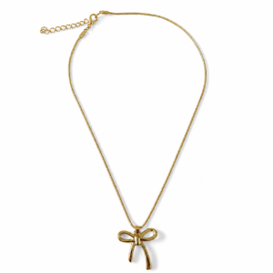Gold-toned cute bow pendant necklace for women by Kripaa Glamour
