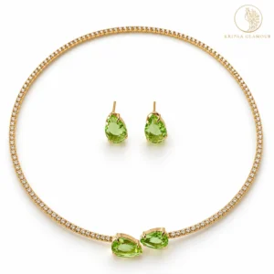 Hasli Style Necklace Set with Light Green Stones | Kripaa Glamour