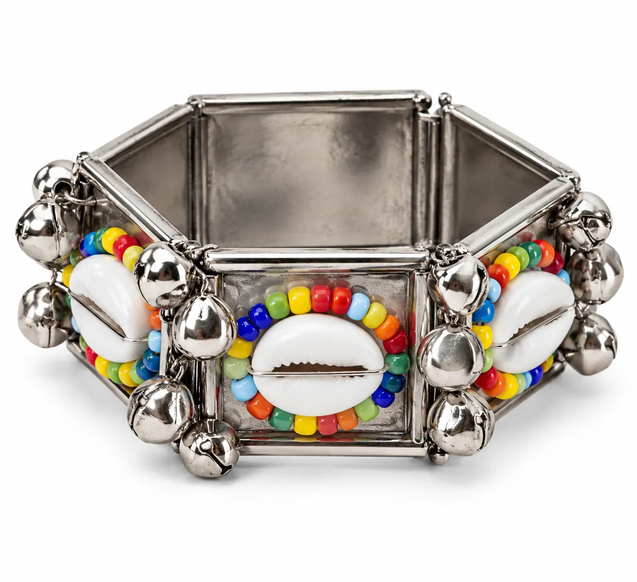 Small Size Oxidised Multicolor Beaded Cuff Bracelet – Openable Festive Design
