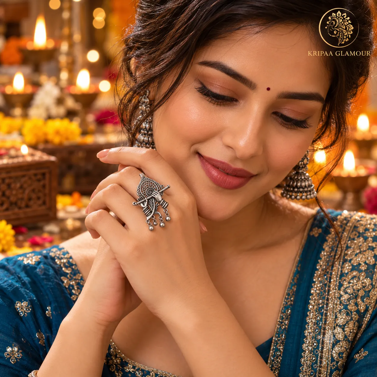 Krishna Flute Oxidised Ring – 2-in-1 Convertible Ring & Pendant - Image 8